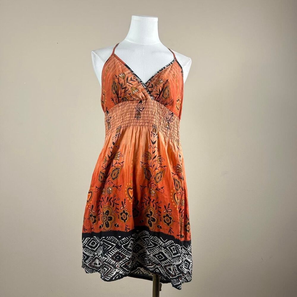 She’s Cool Y2K Orange Boho Halter Dress